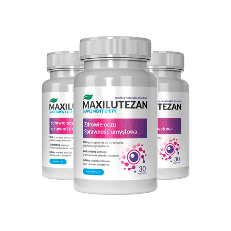 Maxilutezan – trzy opakowania suplementu diety, po 30 kapsułek